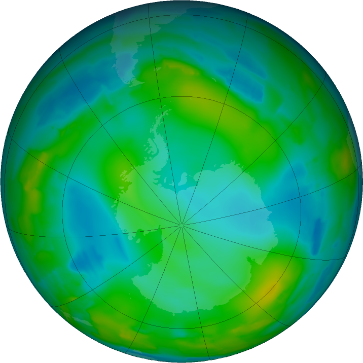 Antarctic ozone map for 24 June 2011